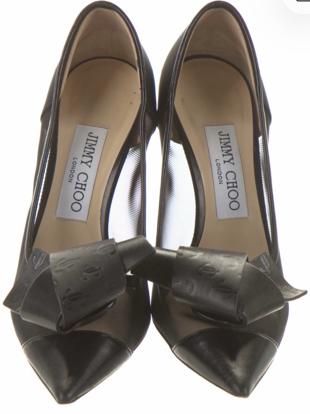 Jimmy Choo Black Pointed-Toe Bow Pumps